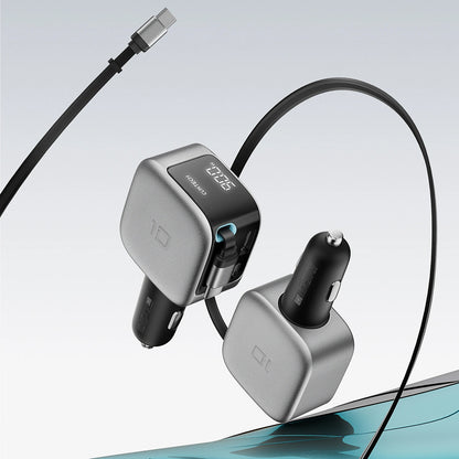 Auto-Ladegerät mit USB-C-Kabel Cuktech CC903P Display, 100W, 5A, 1 x USB-A - 1 x USB-C, Grau