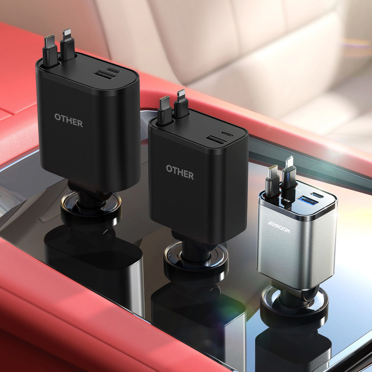 Autolader met USB-C / Lightning Kabel Joyroom JR-CCL05, 30W, 3A, 1 x USB-A - 1 x USB-C, Gri