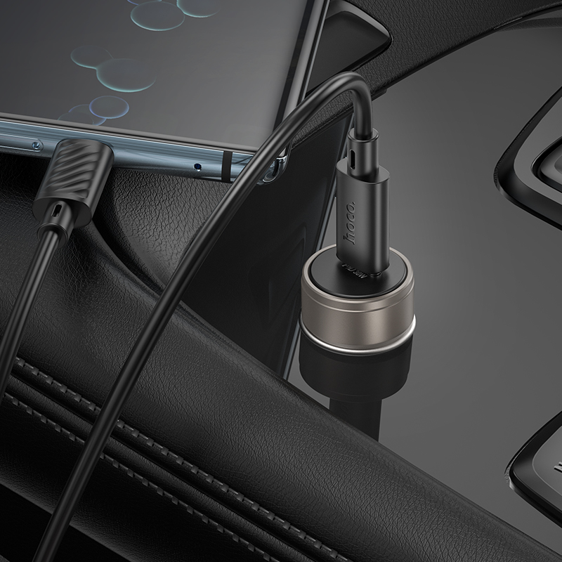 Autolader met USB-C-kabel HOCO Z57, 30W, 3A, 1 x USB-C, Grijs