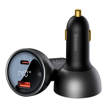 Auto-Ladegerät mit USB-C Kabel Baseus, 140W, 5A, 1 x USB-A - 1 x USB-C, Schwarz CGZX070001