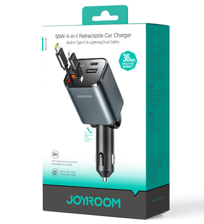 Autolader met USB-C / Lightning Kabel Joyroom JR-CCL05, 30W, 3A, 1 x USB-A - 1 x USB-C, Gri