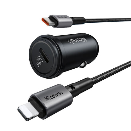 Chargeur de voiture avec câble Lightning McDodo CC-7492 Obsidian, 30W, 3A, 1 x USB-C, Noir