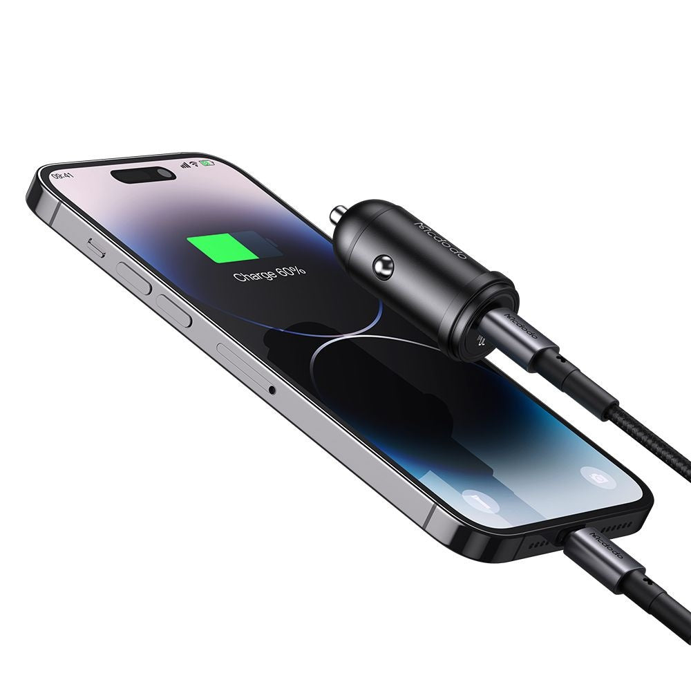 Chargeur de voiture avec câble Lightning McDodo CC-7492 Obsidian, 30W, 3A, 1 x USB-C, Noir
