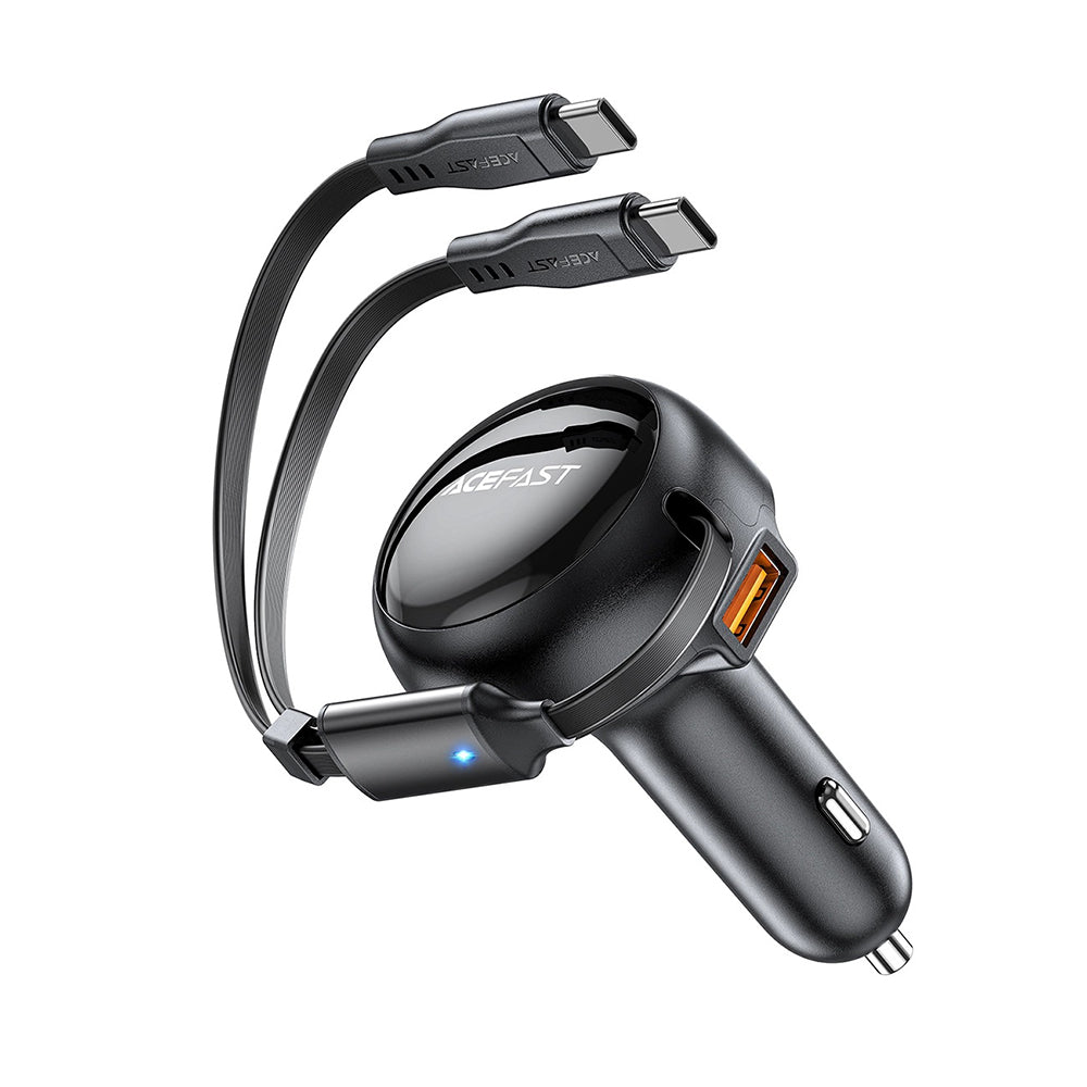 Auto-oplader met USB-C kabel Acefast B13, 53W, 3A, 1 x USB-A, Zwart