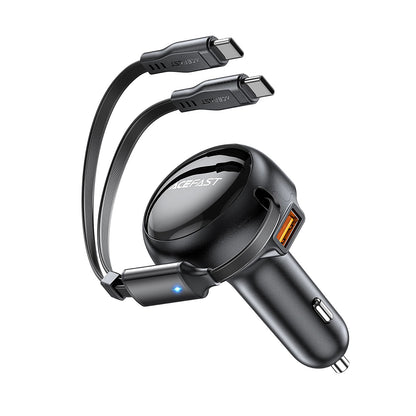 Auto-oplader met USB-C kabel Acefast B13, 53W, 3A, 1 x USB-A, Zwart