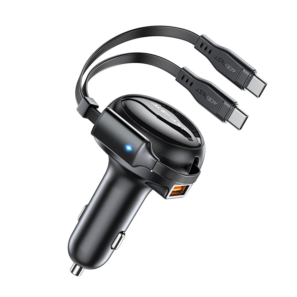 Auto-oplader met USB-C kabel Acefast B13, 53W, 3A, 1 x USB-A, Zwart