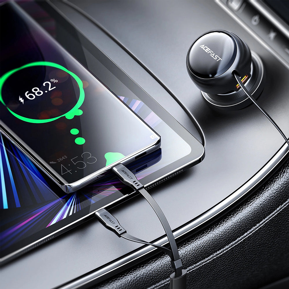 Auto-oplader met USB-C kabel Acefast B13, 53W, 3A, 1 x USB-A, Zwart