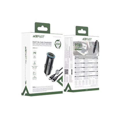 Auto-Ladegerät mit USB-C Kabel Acefast B16, 95W, 3.25A, 1 x USB-A - 1 x USB-C, Grau