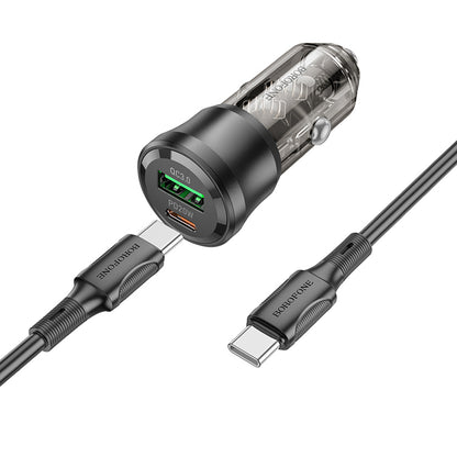 Auto-oplader met USB-C Kabel Borofone BZ25 Journey, 38W, 3A, 1 x USB-A - 1 x USB-C, Zwart