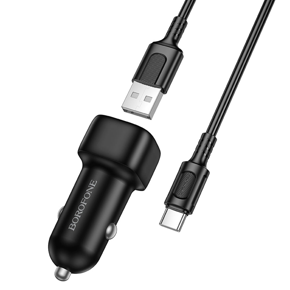 Autolader met USB-C Kabel Borofone BZ34 Cloud, 18W, 3A, 1 x USB-A, Zwart