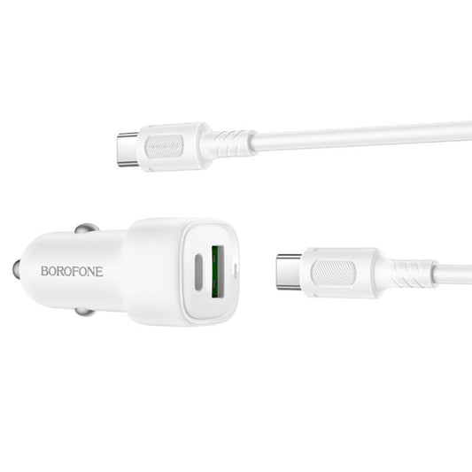 Auto-Ladegerät mit USB-C Kabel Borofone BZ34B Cloud, 20W, 3A, 1 x USB-A - 1 x USB-C, Weiß