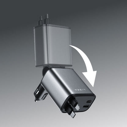 Auto-Ladegerät mit USB-C / Lightning Kabel Lisen, 69W, 3A, 1 x USB-A - 1 x USB-C, Schwarz YL0224040031