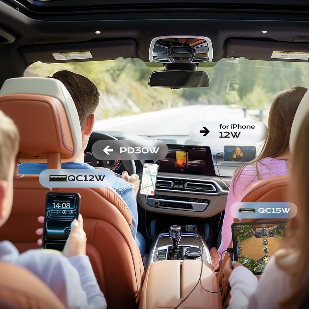 Auto-Ladegerät mit USB-C / Lightning Kabel Lisen, 69W, 3A, 1 x USB-A - 1 x USB-C, Schwarz YL0224040031