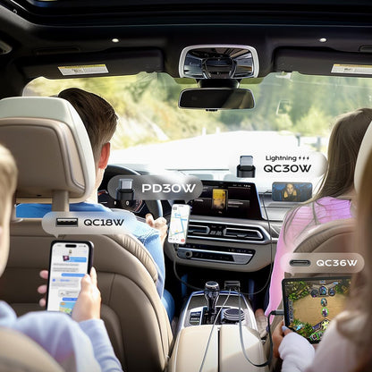 Chargeur de voiture avec câble USB-C / Lightning Lisen Display, 96W, 3A, 1 x USB-A - 1 x USB-C, Noir YL0224080017