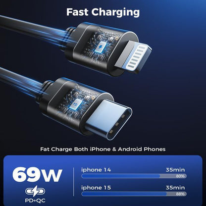 Autolader met USB-C / Lightning-kabel Techsuit C1 NanoVoltX, 69W, 3A, 1 x USB-A - 1 x USB-C, Gri