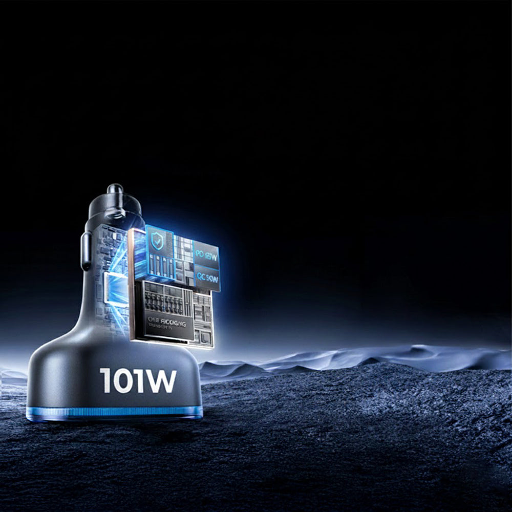 Chargeur de voiture avec câble USB-C Lisen, 101W, 3.25A, 1 x USB-A - 3 x USB-C, Noir YL0223120021