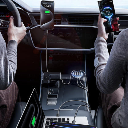 Chargeur de voiture avec câble USB-C Lisen, 101W, 3.25A, 1 x USB-A - 3 x USB-C, Noir YL0223120021