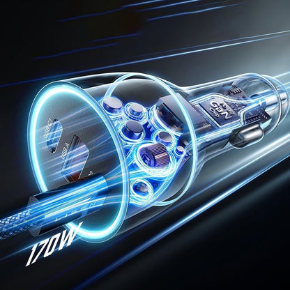 Chargeur de voiture avec câble USB-C Lisen, 170W, 5A, 1 x USB-A - 2 x USB-C, Noir YL0224010001