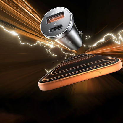 Chargeur de voiture avec câble USB-C Lisen, 51W, 3A, 1 x USB-A - 1 x USB-C, Noir Bleu Marine YL0223080047