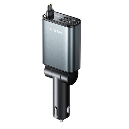 Auto-Ladegerät mit USB-C Kabel Lisen, 57W, 3A, 1 x USB-A - 1 x USB-C, Schwarz YL0325010016