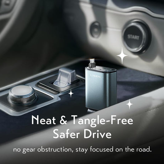 Chargeur de voiture avec câble USB-C Lisen, 57W, 3A, 1 x USB-A - 1 x USB-C, Noir YL0325010016