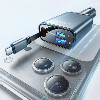 Auto-Ladegerät mit USB-C Kabel Lisen, 57W, 3A, 1 x USB-A - 1 x USB-C, Schwarz YL0325010016