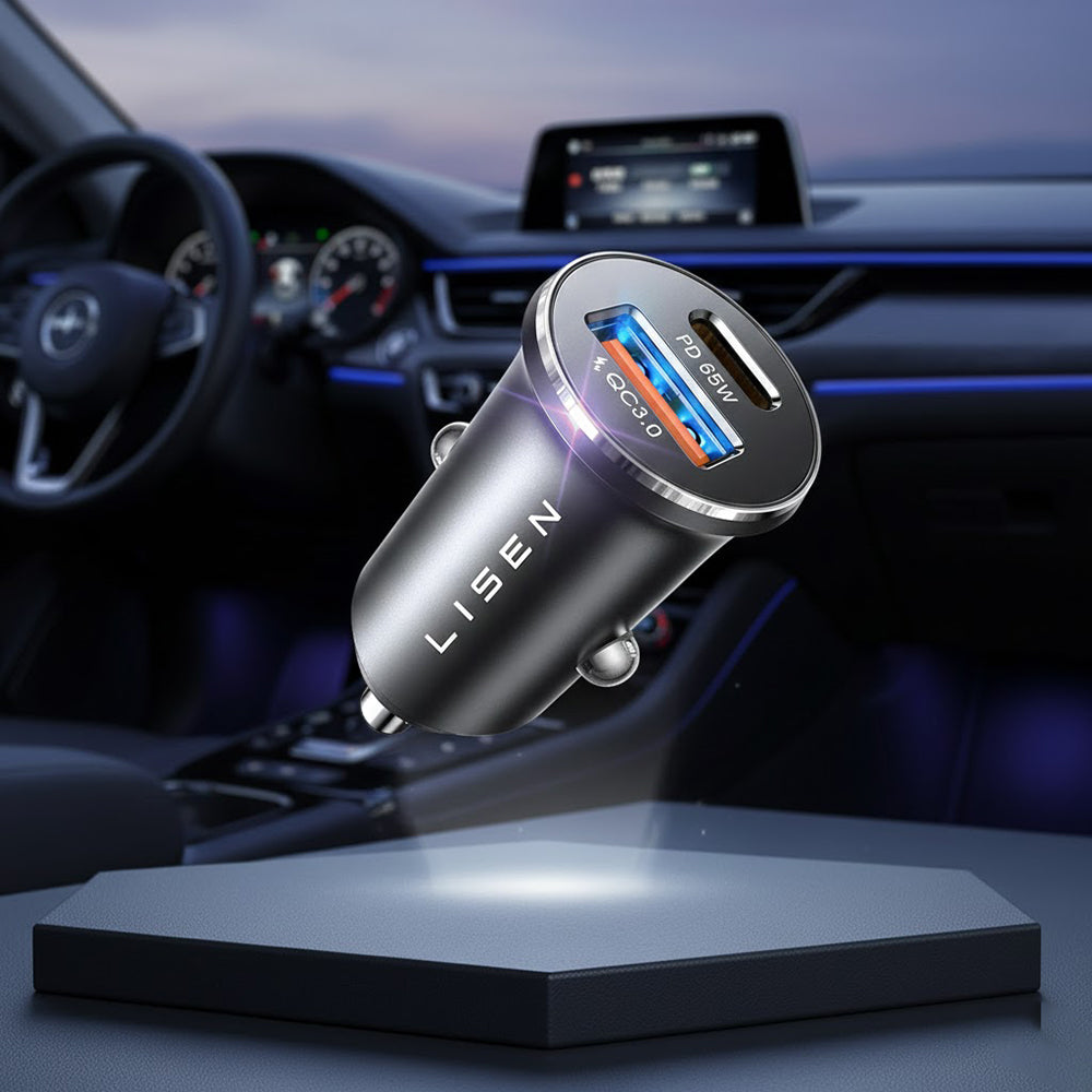 Chargeur de voiture avec câble USB-C Lisen, 83W, 3.25A, 1 x USB-A - 1 x USB-C, Argenté YL0223110003