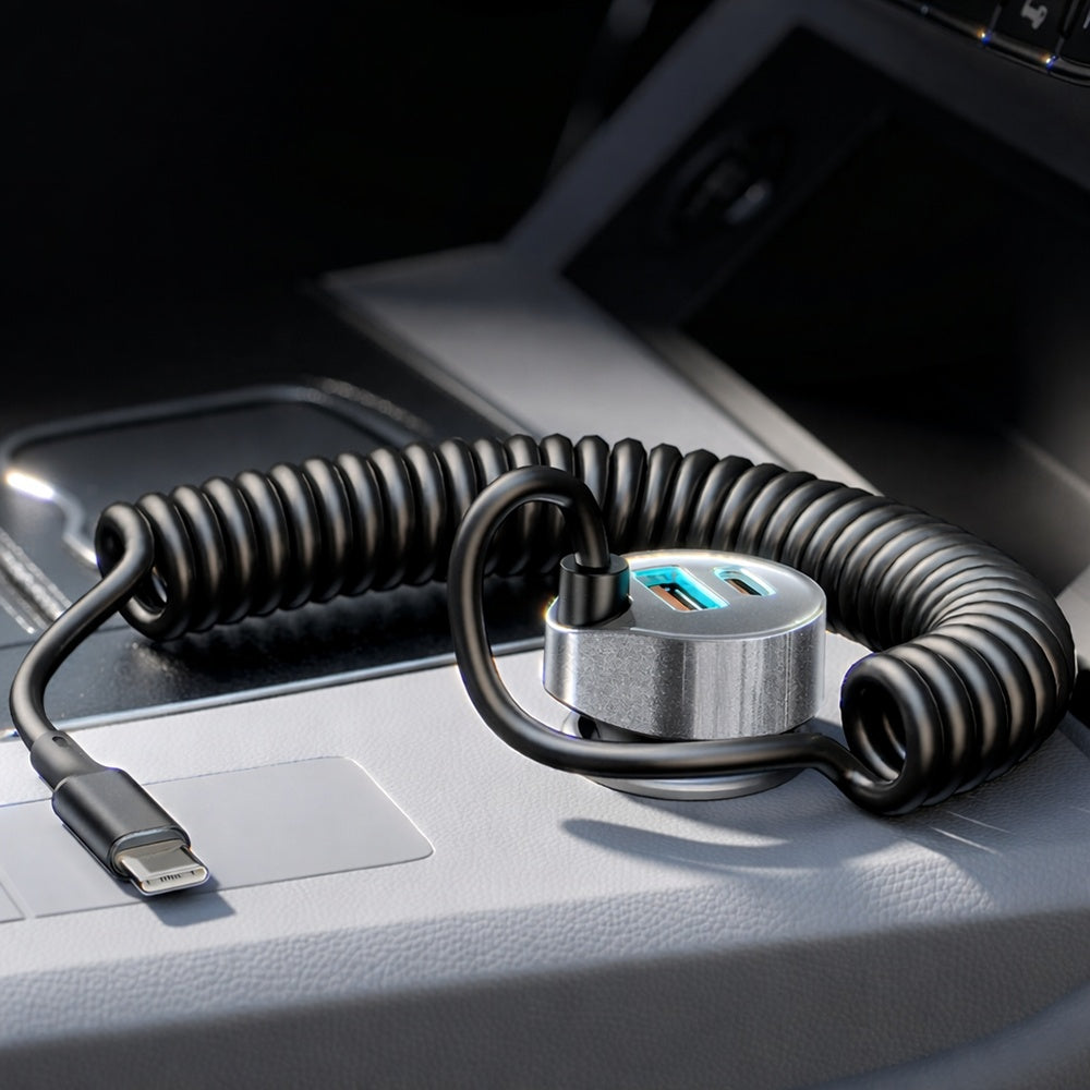 Auto-Ladegerät mit USB-C Kabel Lisen, 90W, 3A, 1 x USB-A - 1 x USB-C, Schwarz YL0223120020