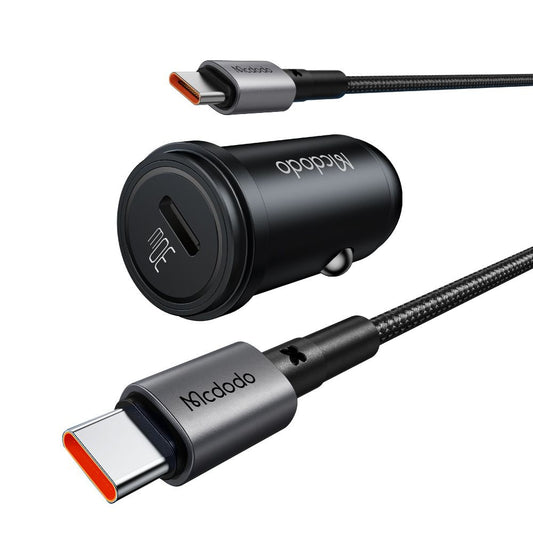 Auto-Ladegerät mit USB-C Kabel McDodo CC-7493 Obsidian, 30W, 3A, 1 x USB-C, Schwarz