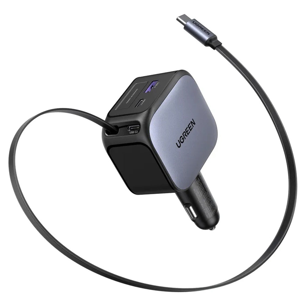 Chargeur de voiture avec câble USB-C UGREEN EC604 (55910B) Nexode, 145W, 1 x USB-A - 2 x USB-C, Noir