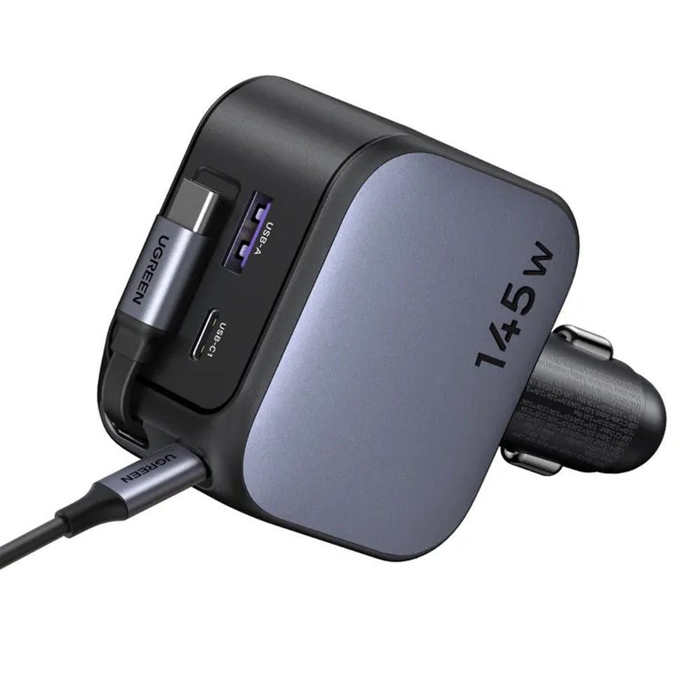 Chargeur de voiture avec câble USB-C UGREEN EC604 (55910B) Nexode, 145W, 1 x USB-A - 2 x USB-C, Noir
