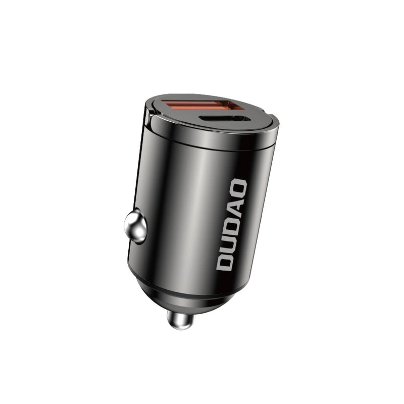 Auto-oplader Dudao R3MAX, 48W, 3A, 1 x USB-A - 1 x USB-C, Zwart