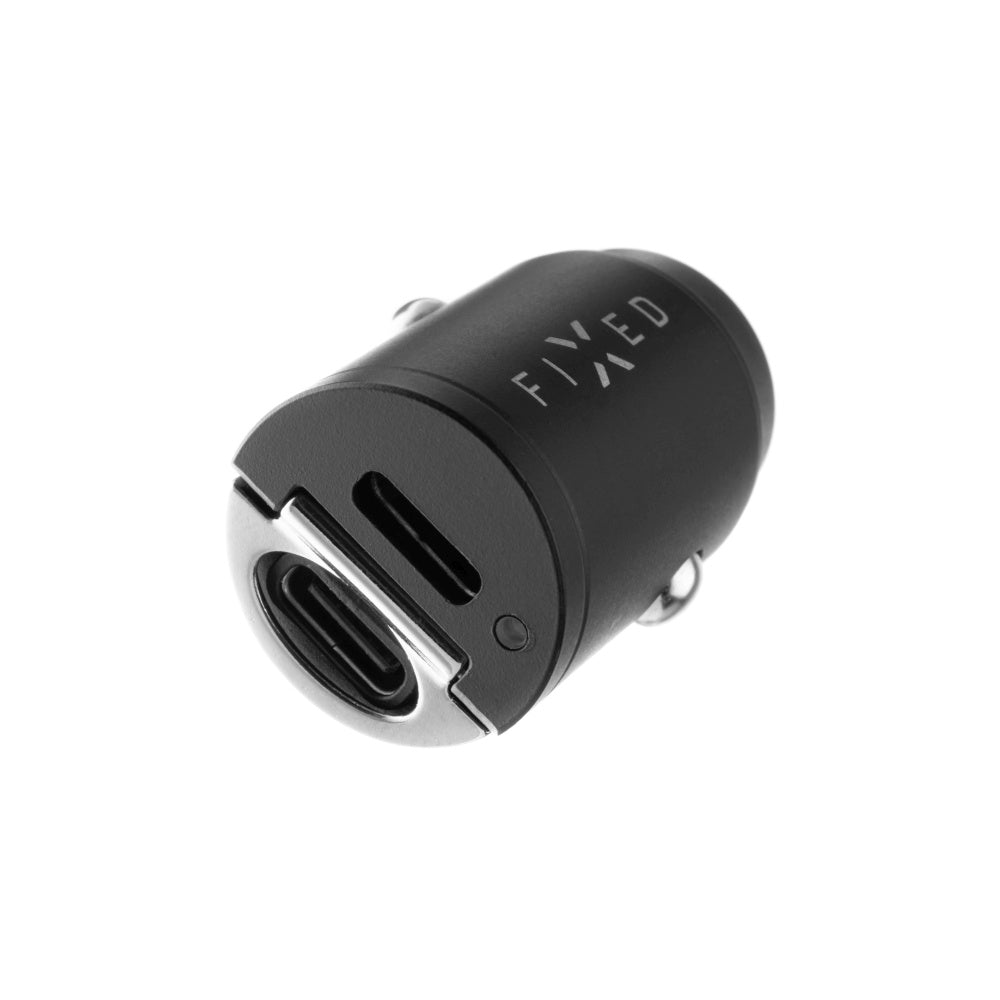 Auto Oplader Fixed, 30W, 3A, 2 x USB-C, Zwart