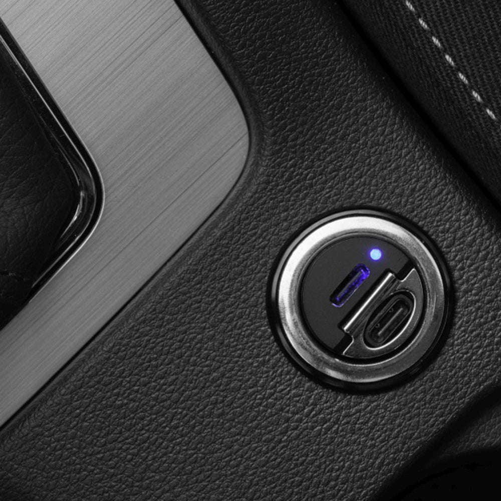 Auto Oplader Fixed, 30W, 3A, 2 x USB-C, Zwart