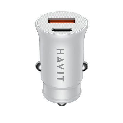 Auto Oplader HAVIT CC2022, 20W, 3A, 1 x USB-A - 1 x USB-C, Wit
