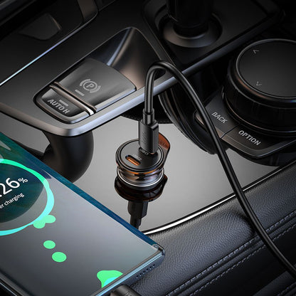 Auto-oplader HOCO NZ16B, 45W, 3A, 2 x USB-C, Gri