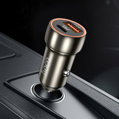 Autolader HOCO Z46A, 20W, 3A, 1 x USB-A - 1 x USB-C, Grijs 