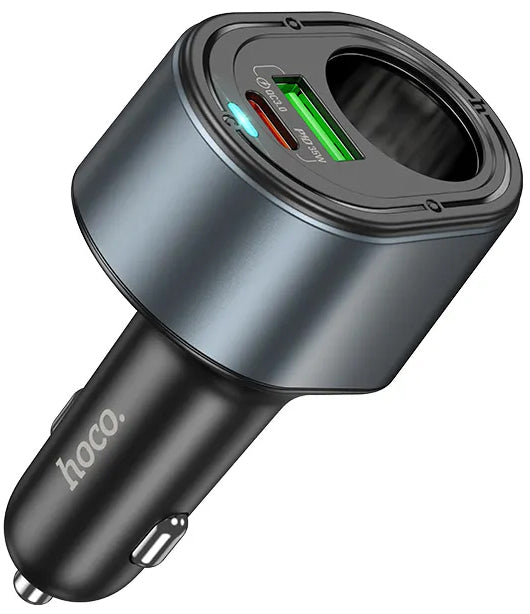 Auto-oplader HOCO Z56, 35W, 3A, 1 x USB-A - 1 x USB-C - 1 x Sigarettenaanstekeruitbreiding, Zwart