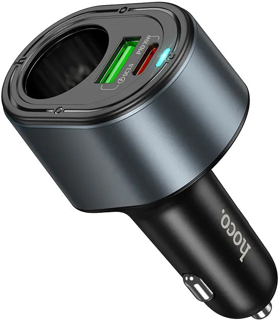 Auto-oplader HOCO Z56, 35W, 3A, 1 x USB-A - 1 x USB-C - 1 x Sigarettenaanstekeruitbreiding, Zwart