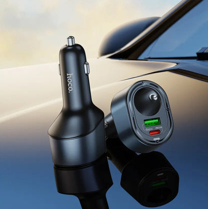 Auto-oplader HOCO Z56, 35W, 3A, 1 x USB-A - 1 x USB-C - 1 x Sigarettenaanstekeruitbreiding, Zwart