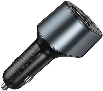 Auto-oplader HOCO Z56, 35W, 3A, 1 x USB-A - 1 x USB-C - 1 x Sigarettenaanstekeruitbreiding, Zwart