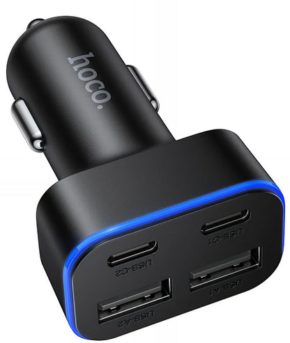 Auto-Ladegerät HOCO Z63, 42W, 3A, 2 x USB-A - 2 x USB-C, Schwarz