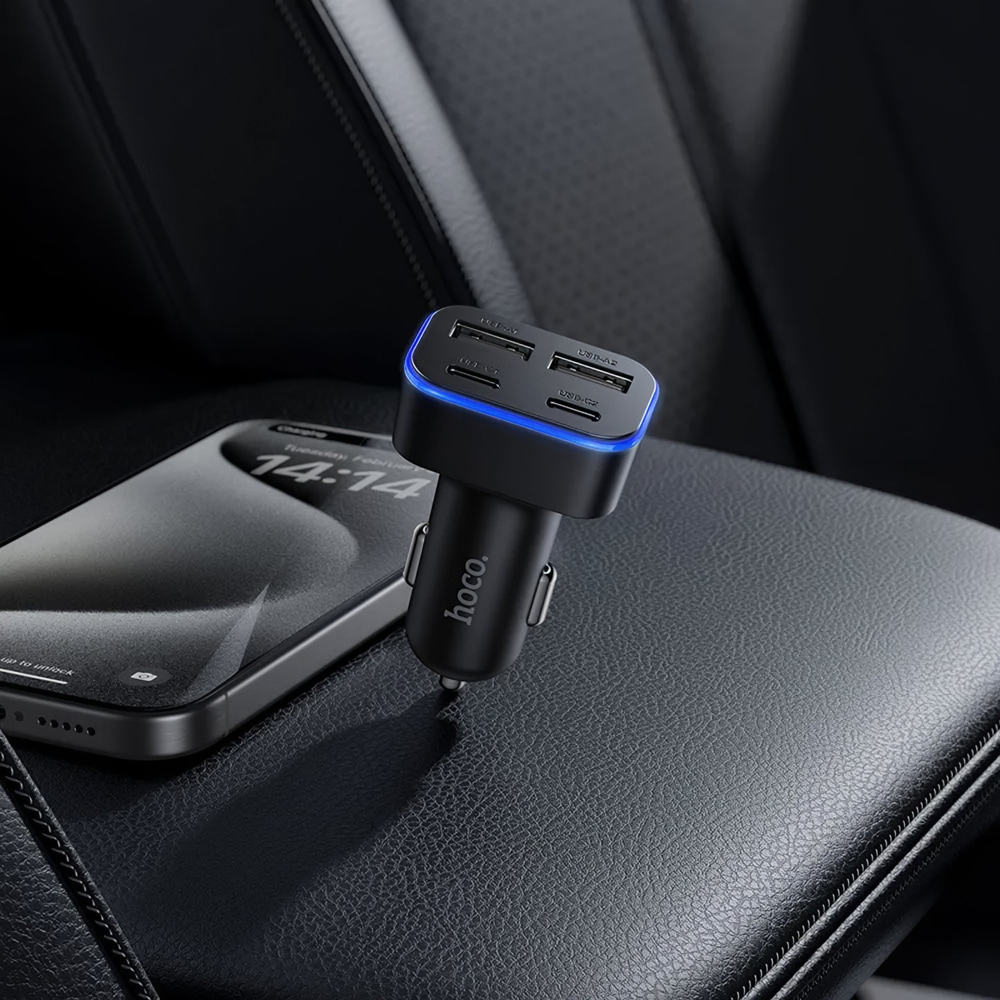 Auto-Ladegerät HOCO Z63, 42W, 3A, 2 x USB-A - 2 x USB-C, Schwarz