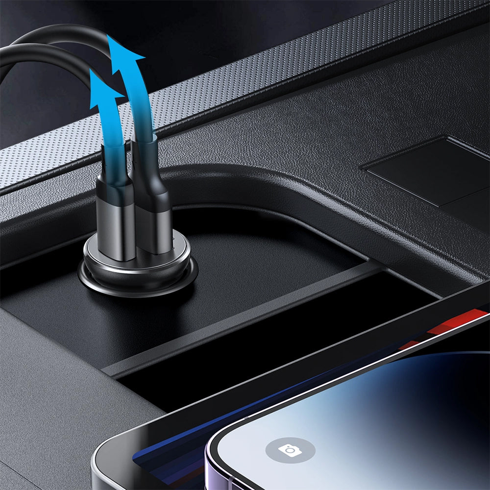 Chargeur de voiture Joyroom JR-CCN06, 30W, 3A, 2 x USB-C, Noir