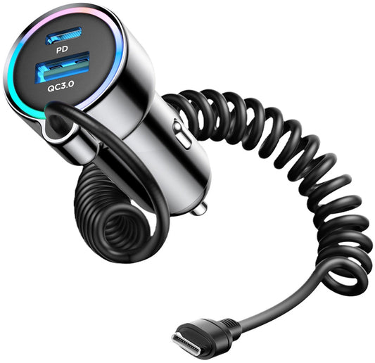 Auto-oplader met USB-C Draad Joyroom JR-CL07, 72W, 3A, 1 x USB-A - 1 x USB-C, Zwart
