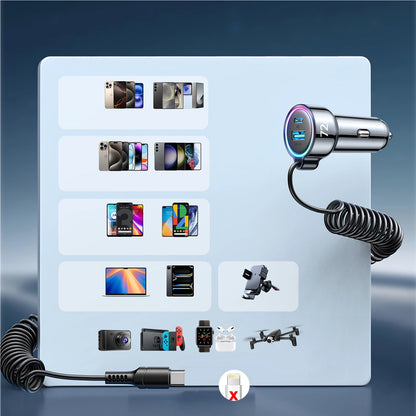 Auto-oplader met USB-C Draad Joyroom JR-CL07, 72W, 3A, 1 x USB-A - 1 x USB-C, Zwart