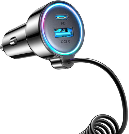 Auto-oplader met USB-C Draad Joyroom JR-CL07, 72W, 3A, 1 x USB-A - 1 x USB-C, Zwart