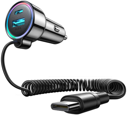 Auto-oplader met USB-C Draad Joyroom JR-CL07, 72W, 3A, 1 x USB-A - 1 x USB-C, Zwart