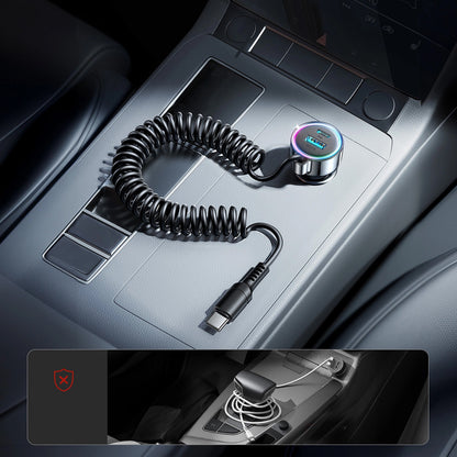 Auto-oplader met USB-C Draad Joyroom JR-CL07, 72W, 3A, 1 x USB-A - 1 x USB-C, Zwart