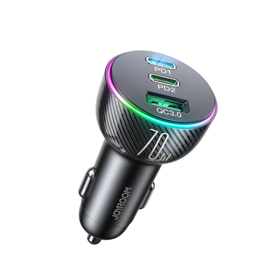Auto-oplader Joyroom JR-CL26, 70W, 4.8A, 1 x USB-A - 2 x USB-C, Zwart